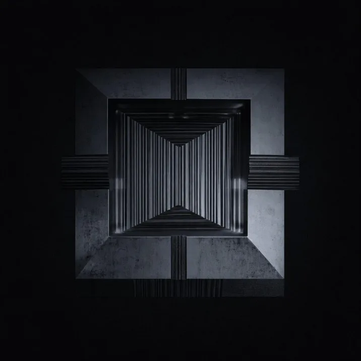 Close-up of a superconducting quantum processor package in a dark metal enclosure